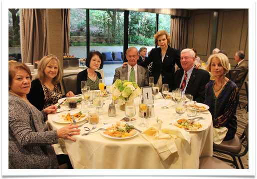 Table One with (L-R): Adriana Ramirez, Judy Arevalo, Sue Greenblatt, Dick Greenblatt, Raqui, Adm. Lee & Roz Levenson