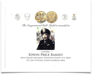Certificate for the Congressional Gold Medal