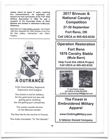 Announcement and PR in the US Cavalry Journal Announcement and PR in the US Cavalry Journal
