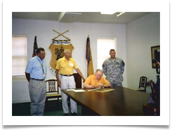 Ft.Riley: Bill McKale-Curator, US Cavalry Museum; Gen. Philip Bolte, Pres US Cavalry Assoc.; Col Richard Piscal, Garrison Cmdr