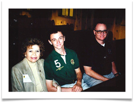 Bobby and Bob Seals with Raqui at the Fort Reno Chapel during the Fiddlers Green Ceremony honoring Ed Ramsey