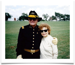 Cpt. Bill Tempero, Pres U.S. Cavalry Assoc with Raqui during the Pass in Review of the Cavalry Horse Platoons in Fort Reno, OK