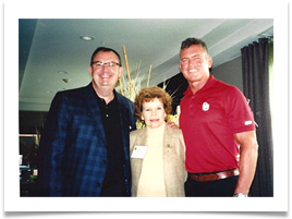 L to R: Mr. Neil Heeney, Asst VP of Development, Univ of OK - Raqui - Maj. Kevin Weber, OU ROTC