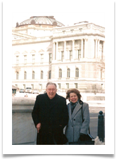 Col. Ed Ramsey with wife Raqui outside the Cannon House Office Bldg.