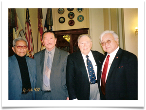 (R to L) Cong. Michael Honda - CA 15th District, Ed, Col. Romy Monteyro, unidentified speaker