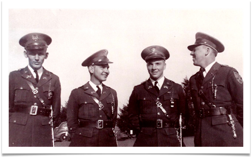 L to R : Arty Walker, Tom Davies, George Koehne and Ed, First Class Guidon 1937