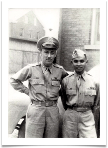 Col. Tony Chanco who gave Ed his memorable cane from his grandfather and has Ed's name engraved in 1948 with Ed at Ft. Riley, KS CT.GS School