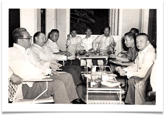 Col. Ed Ramsey with some of his "boys" at the welcome party at the residence of Col. Amado N. Bautista, QC, Philippines, 24 July 1960